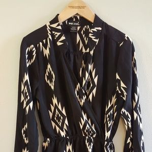 Black and Beige Patterned Romper